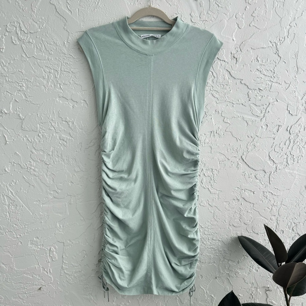 Alexander Wang T Light Green Ruche Drawstring Sides Dress, size Large - Picture 5 of 14